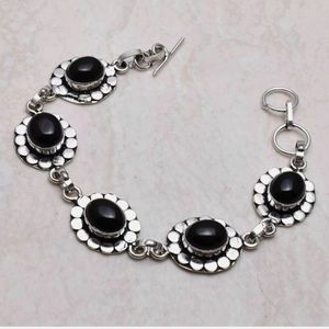 New black onyx sterling silver bracelet